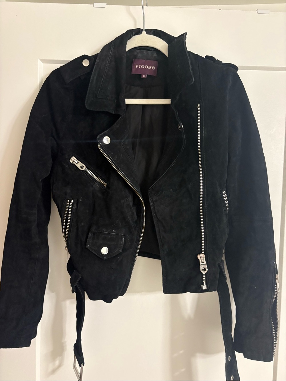 Vigoss Black Suede Asymmetrical Moto Jacket